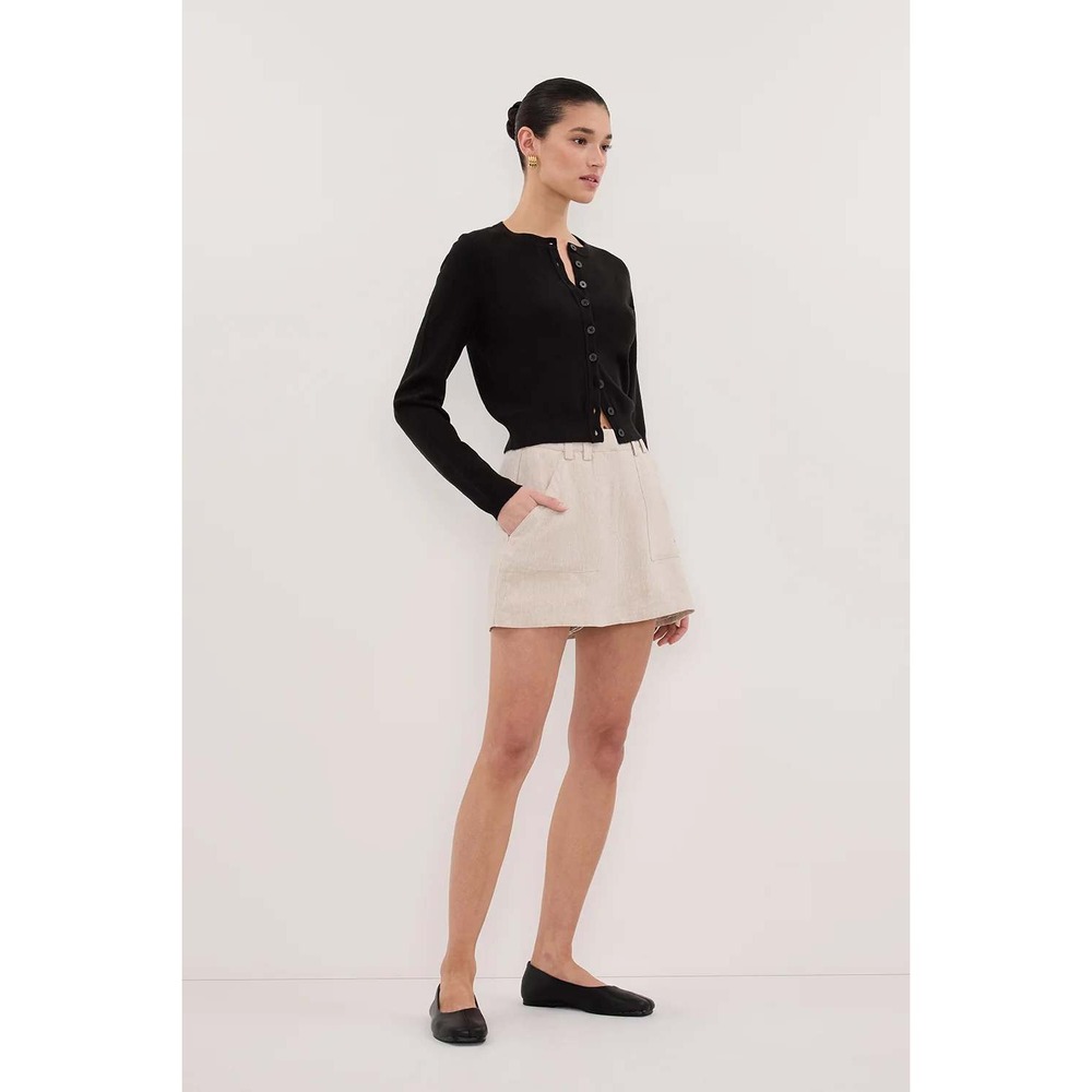 DISSH Black 100% Linen Mini Skort High Waisted Pocket DFS07026BK US 8